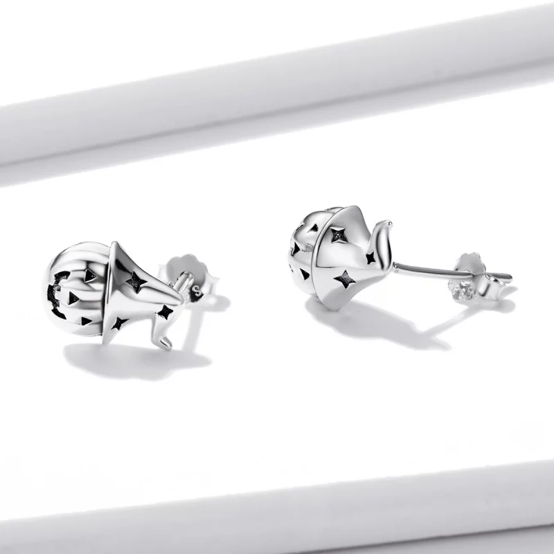 (image pour) Boucles d'oreilles clous style Pandora en forme de citrouille d'Halloween - BSE5 - Afficher 3