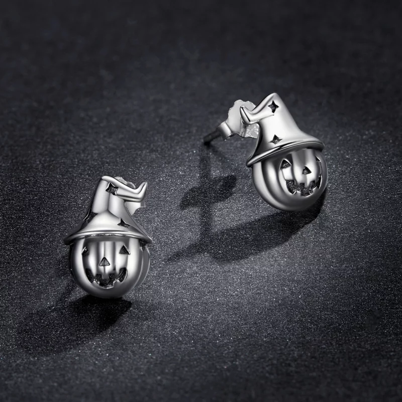 (image pour) Boucles d'oreilles clous style Pandora en forme de citrouille d'Halloween - BSE5 - Afficher 5