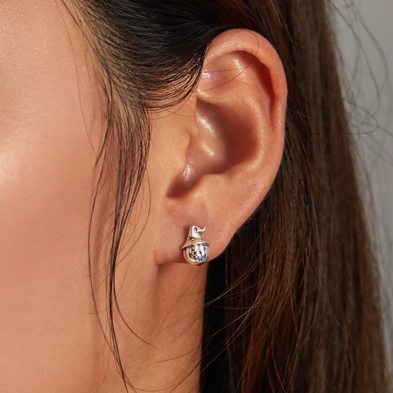 (image pour) Boucles d'oreilles clous style Pandora en forme de citrouille d'Halloween - BSE5 - Afficher 7