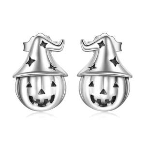 (image pour) Boucles d'oreilles clous style Pandora en forme de citrouille d'Halloween - BSE537