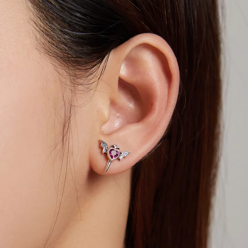 (image pour) Boucles d'oreilles créoles style Pandora avec ailes d'amour - SCE1179 - Afficher 5