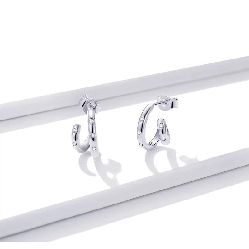 (image pour) Boucles d'oreilles à double cercle style Pandora - BSE494 - Afficher 2