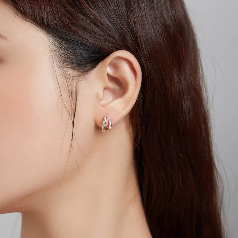 (image pour) Boucles d'oreilles à double cercle style Pandora - BSE494 - Afficher 6