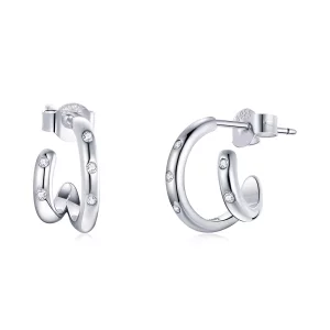 (image pour) Boucles d'oreilles à double cercle style Pandora - BSE494