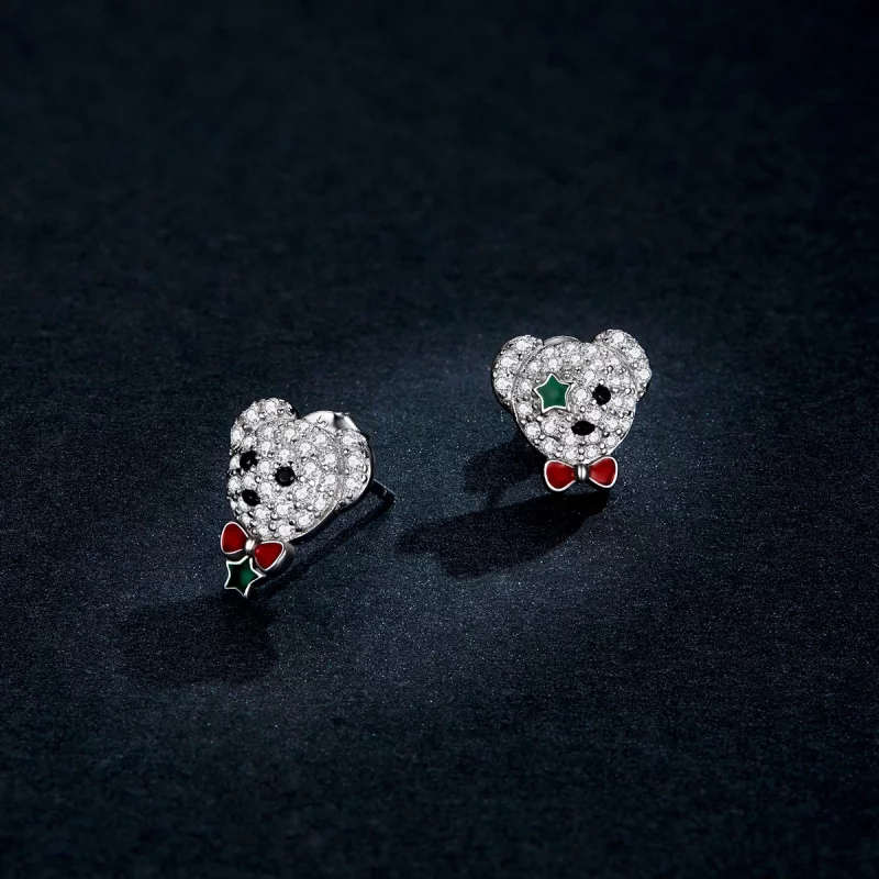 (image pour) Boucles d'oreilles en forme d'ours joueur, style Pandora - BSE437 - Afficher 5