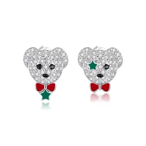 (image pour) Boucles d'oreilles en forme d'ours joueur, style Pandora - BSE437