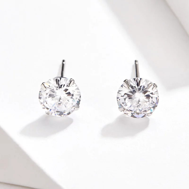 (image pour) Boucles d'oreilles à griffes en zircone de style Pandora - BSE166 - Afficher 2