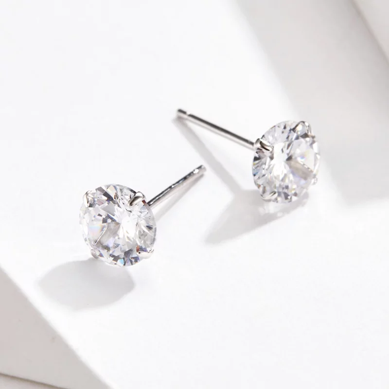 (image pour) Boucles d'oreilles à griffes en zircone de style Pandora - BSE166 - Afficher 4