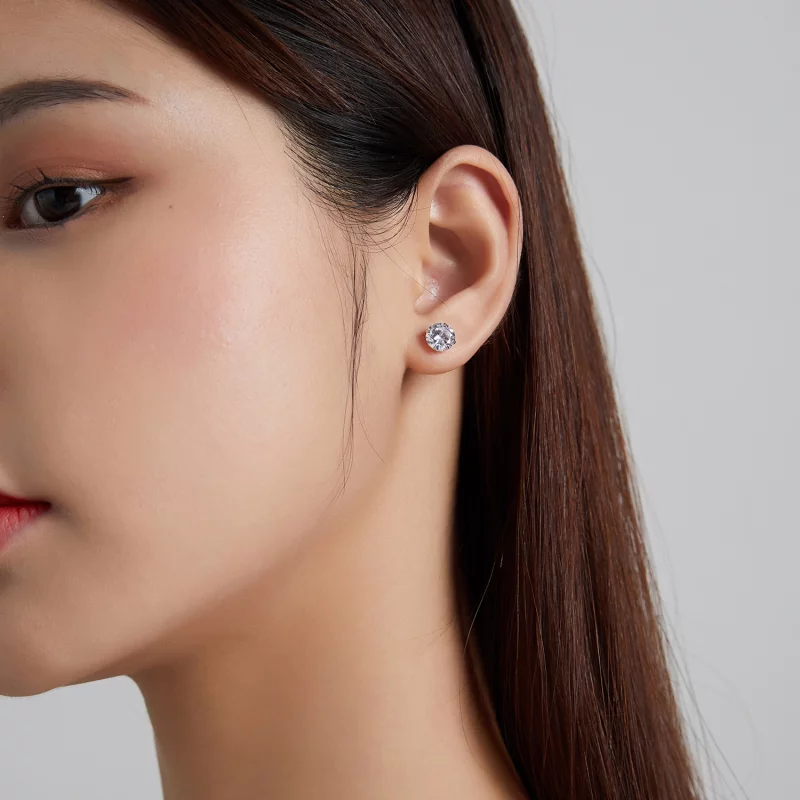 (image pour) Boucles d'oreilles à griffes en zircone de style Pandora - BSE166 - Afficher 6