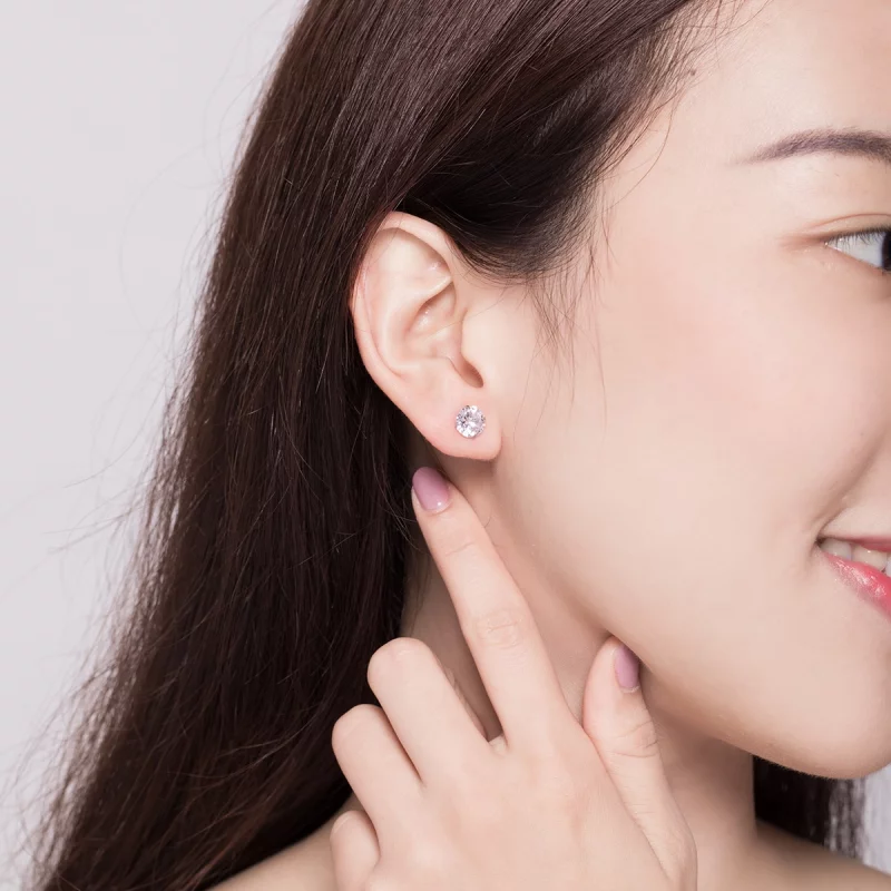 (image pour) Boucles d'oreilles à griffes en zircone de style Pandora - BSE166 - Afficher 8