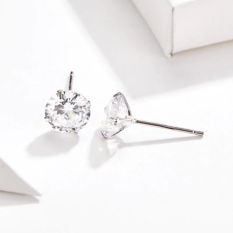 (image pour) Boucles d'oreilles à griffes en zircone de style Pandora - BSE166 - Afficher 9