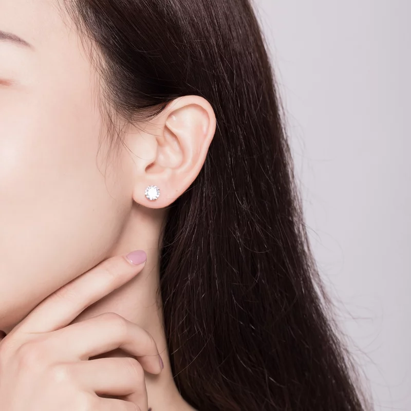 (image pour) Boucles d'oreilles à griffes en zircone de style Pandora - BSE166 - Afficher 10