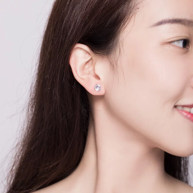 (image pour) Boucles d'oreilles à griffes en zircone de style Pandora - BSE166 - Afficher 11