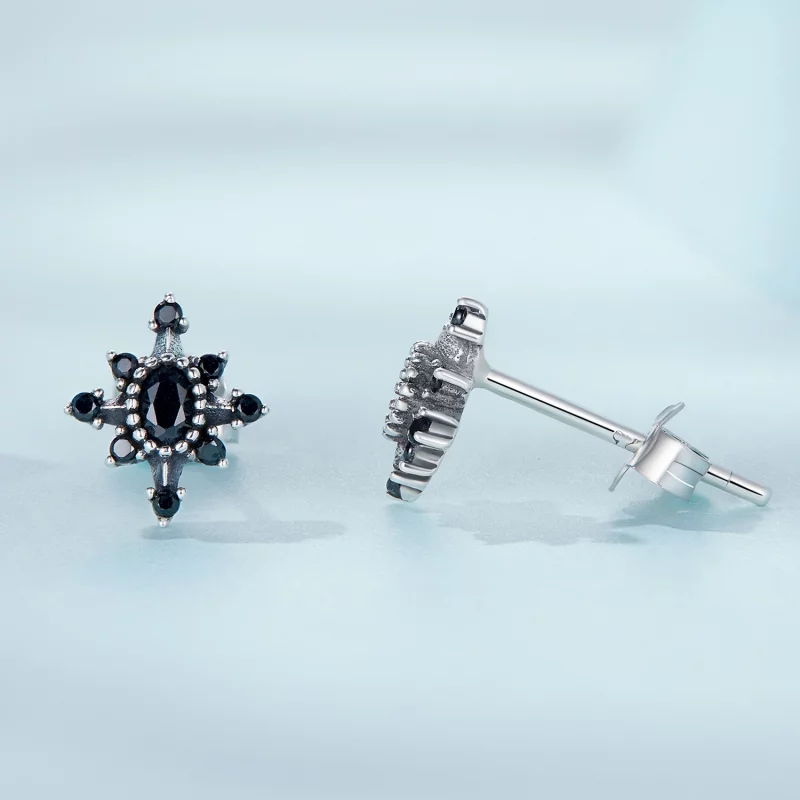 (image pour) Boucles d'oreilles homme en forme d'étoile de style Pandora - SCE1521 - Afficher 3