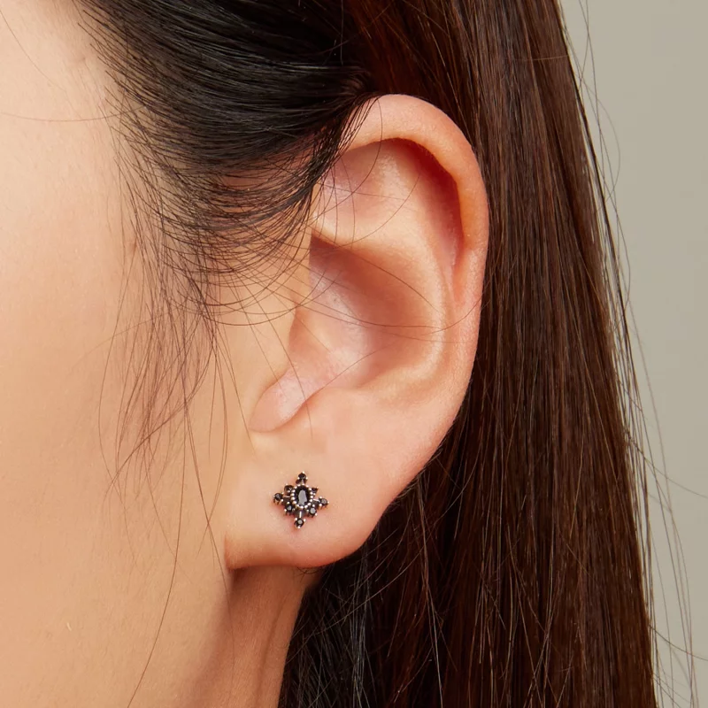 (image pour) Boucles d'oreilles homme en forme d'étoile de style Pandora - SCE1521 - Afficher 5