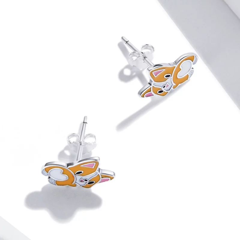 (image pour) Boucles d'oreilles mignonnes style Pandora avec Corgi - SCE1281 - Afficher 4