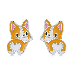 (image pour) Boucles d'oreilles mignonnes style Pandora avec Corgi - SCE1281