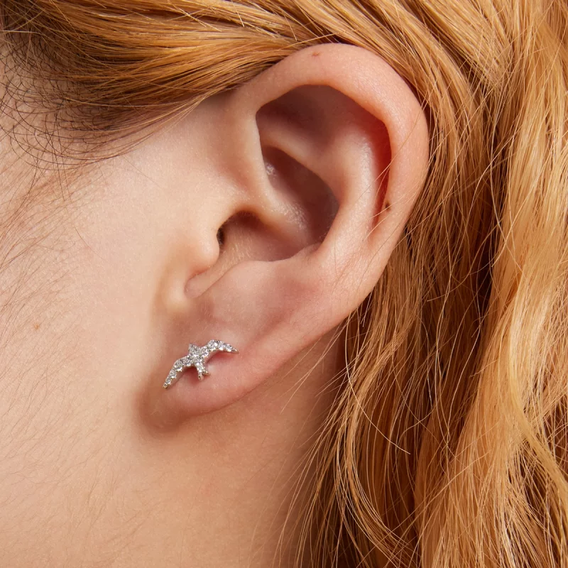 (image pour) Boucles d'oreilles mini-hirondelles de style Pandora - BSE594 - Afficher 6