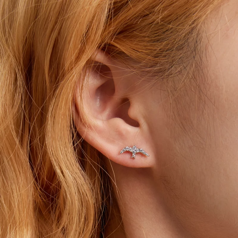 (image pour) Boucles d'oreilles mini-hirondelles de style Pandora - BSE594 - Afficher 7