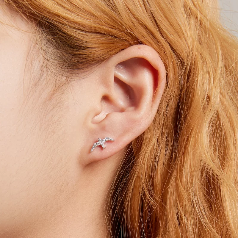 (image pour) Boucles d'oreilles mini-hirondelles de style Pandora - BSE594 - Afficher 8
