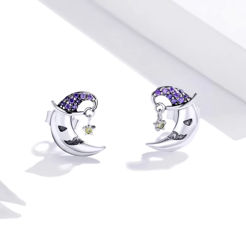 (image pour) Boucles d'oreilles Pandora Style Cartoon Moon Stud - SCE954 - Afficher 2