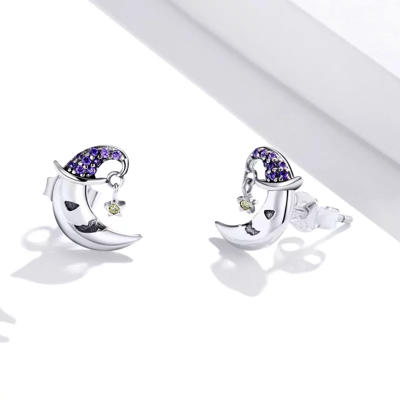 (image pour) Boucles d'oreilles Pandora Style Cartoon Moon Stud - SCE954 - Afficher 3