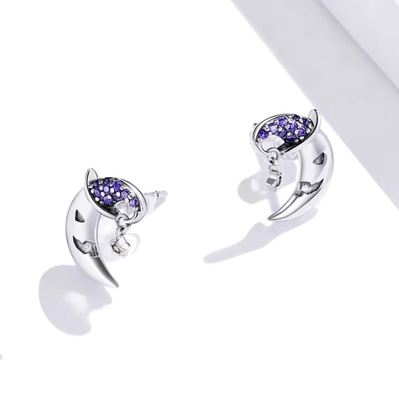 (image pour) Boucles d'oreilles Pandora Style Cartoon Moon Stud - SCE954 - Afficher 4