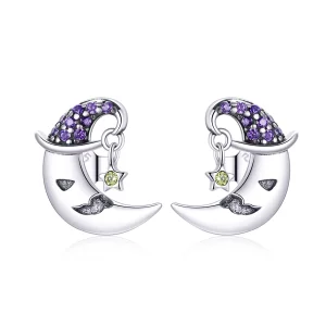 (image pour) Boucles d'oreilles Pandora Style Cartoon Moon Stud - SCE954