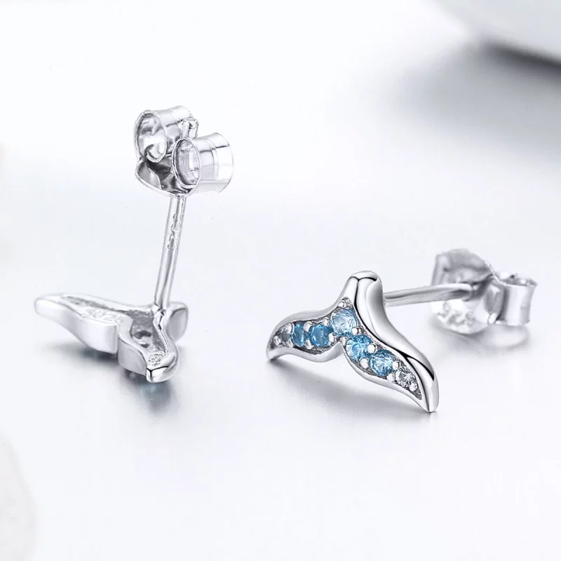 (image pour) Boucles d'oreilles Pandora Style en forme de queue de poisson bleue - BSE058 - Afficher 2