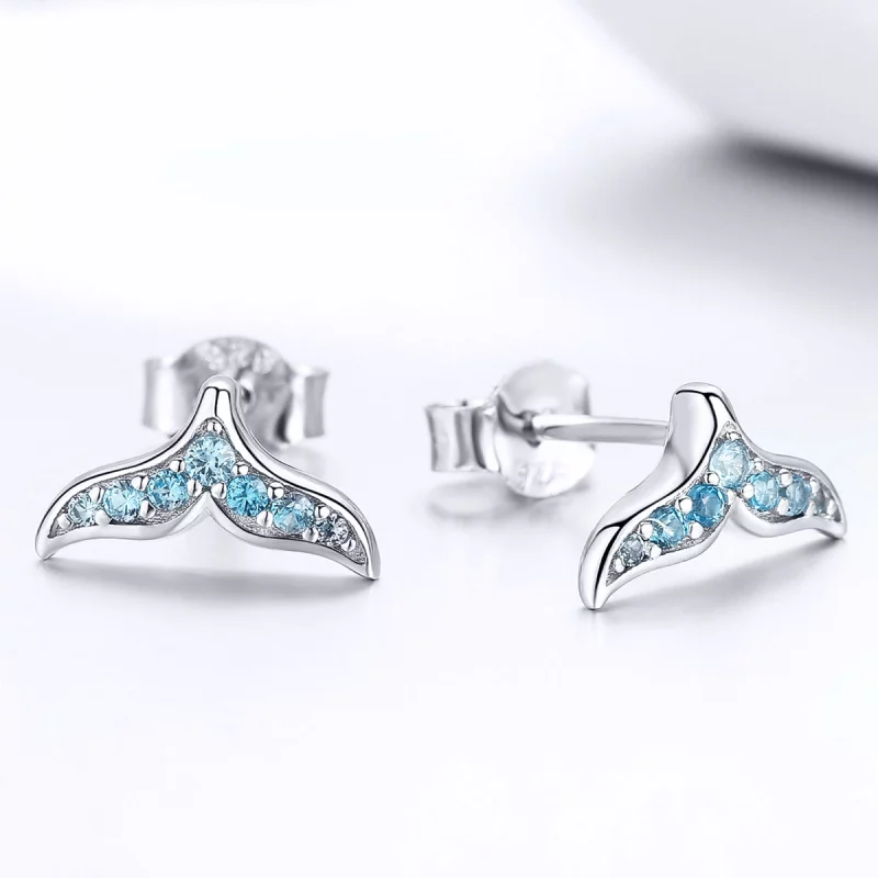 (image pour) Boucles d'oreilles Pandora Style en forme de queue de poisson bleue - BSE058 - Afficher 4