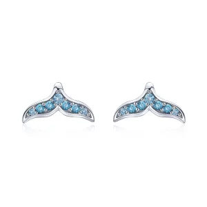 (image pour) Boucles d'oreilles Pandora Style en forme de queue de poisson bleue - BSE058
