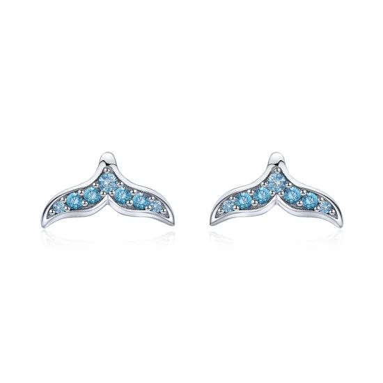 (image pour) Boucles d'oreilles Pandora Style en forme de queue de poisson bleue - BSE058