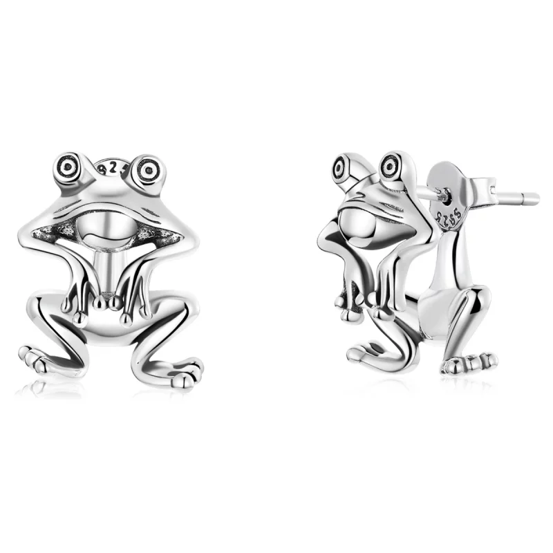 (image pour) Boucles d'oreilles Pandora Style Funny Frog - SCE1324