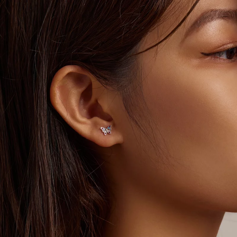 (image pour) Boucles d'oreilles Papillon coloré de style Pandora - BSE514 - Afficher 3