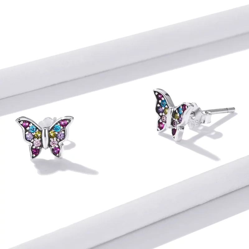 (image pour) Boucles d'oreilles Papillon coloré de style Pandora - BSE514 - Afficher 2