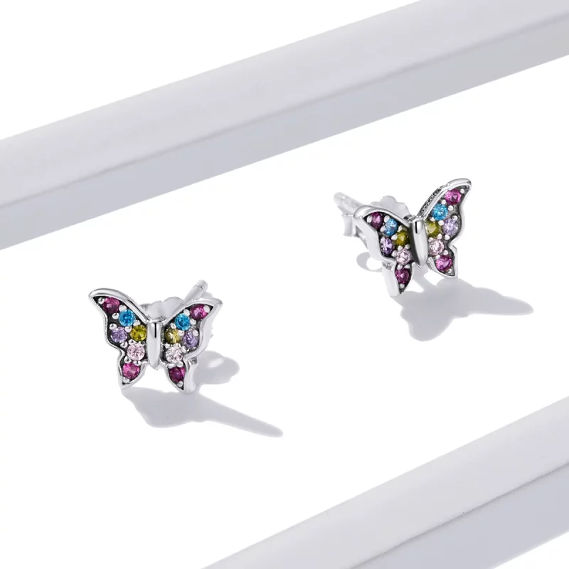 (image pour) Boucles d'oreilles Papillon coloré de style Pandora - BSE514 - Afficher 4