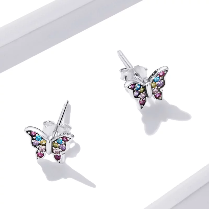 (image pour) Boucles d'oreilles Papillon coloré de style Pandora - BSE514 - Afficher 5