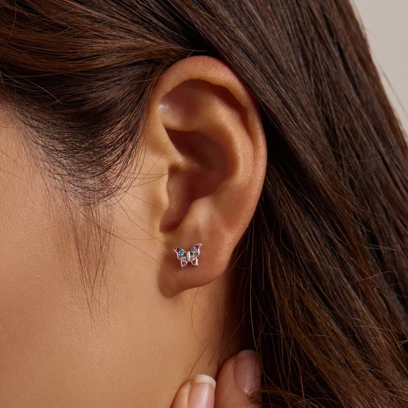 (image pour) Boucles d'oreilles Papillon coloré de style Pandora - BSE514 - Afficher 11