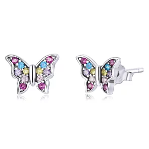 (image pour) Boucles d'oreilles Papillon coloré de style Pandora - BSE514