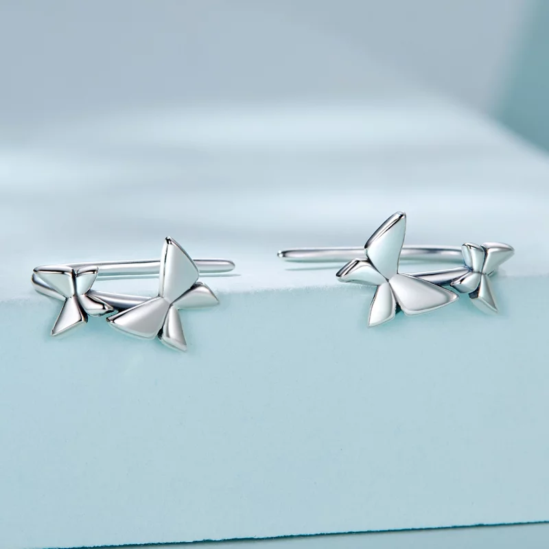 (image pour) Boucles d'oreilles papillon style Pandora - SCE1501 - Afficher 2