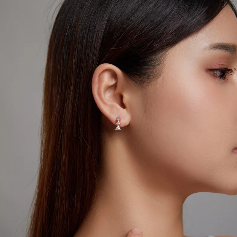 (image pour) Boucles d'oreilles pendantes de style Pandora, délicates, en forme de sapin de N - Afficher 3
