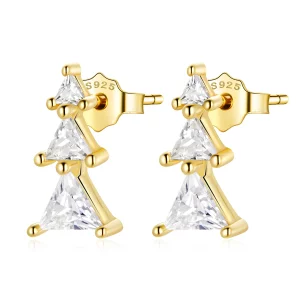 (image pour) Boucles d'oreilles pendantes de style Pandora, délicates, en forme de sapin de Noël - SCE1268-B