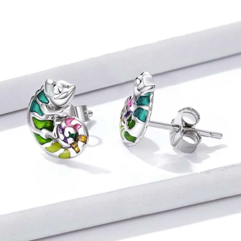 (image pour) Boucles d'oreilles pendantes style Pandora avec caméléon - BSE587 - Afficher 3