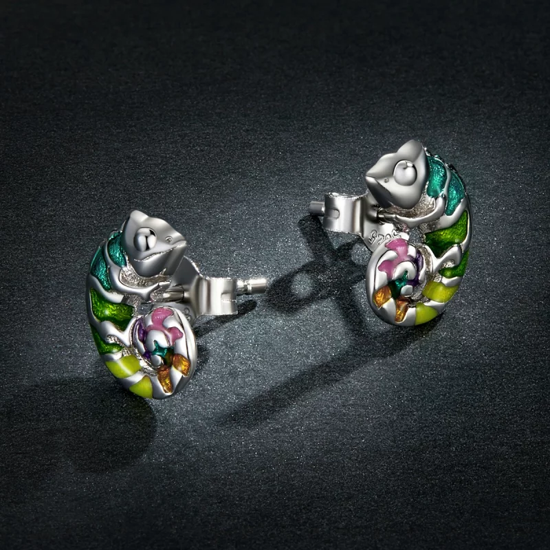(image pour) Boucles d'oreilles pendantes style Pandora avec caméléon - BSE587 - Afficher 5
