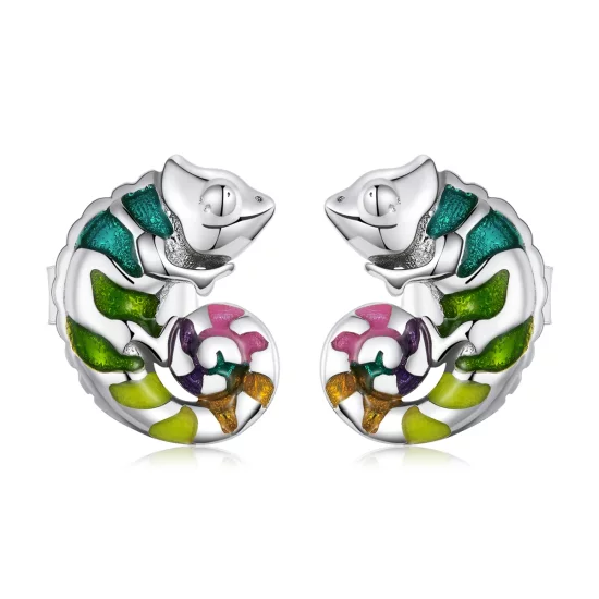 (image pour) Boucles d'oreilles pendantes style Pandora avec caméléon - BSE587