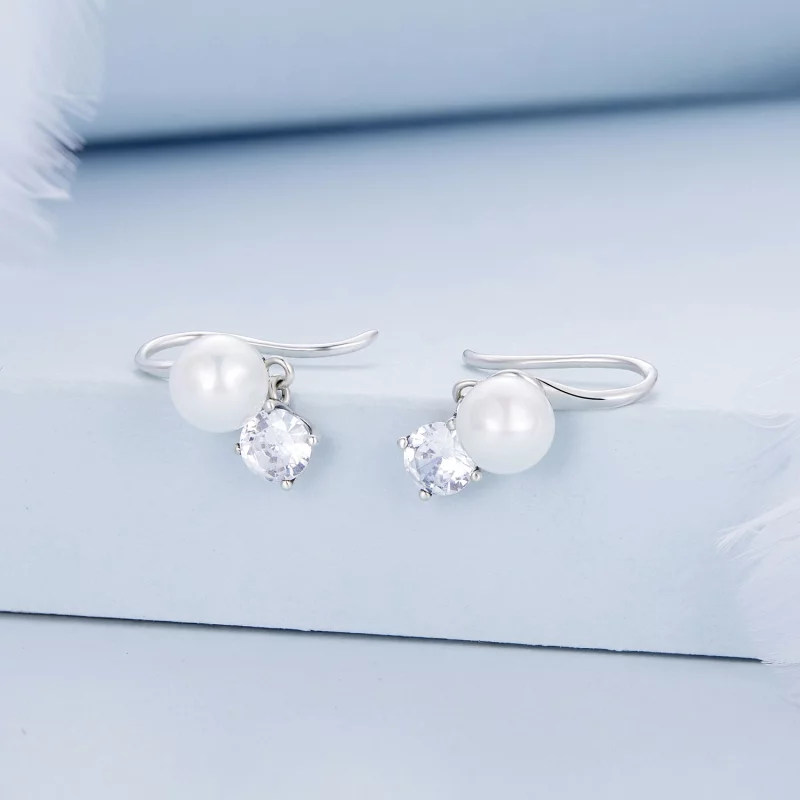(image pour) Boucles d'oreilles à perles de style Pandora - BSE684 - Afficher 2
