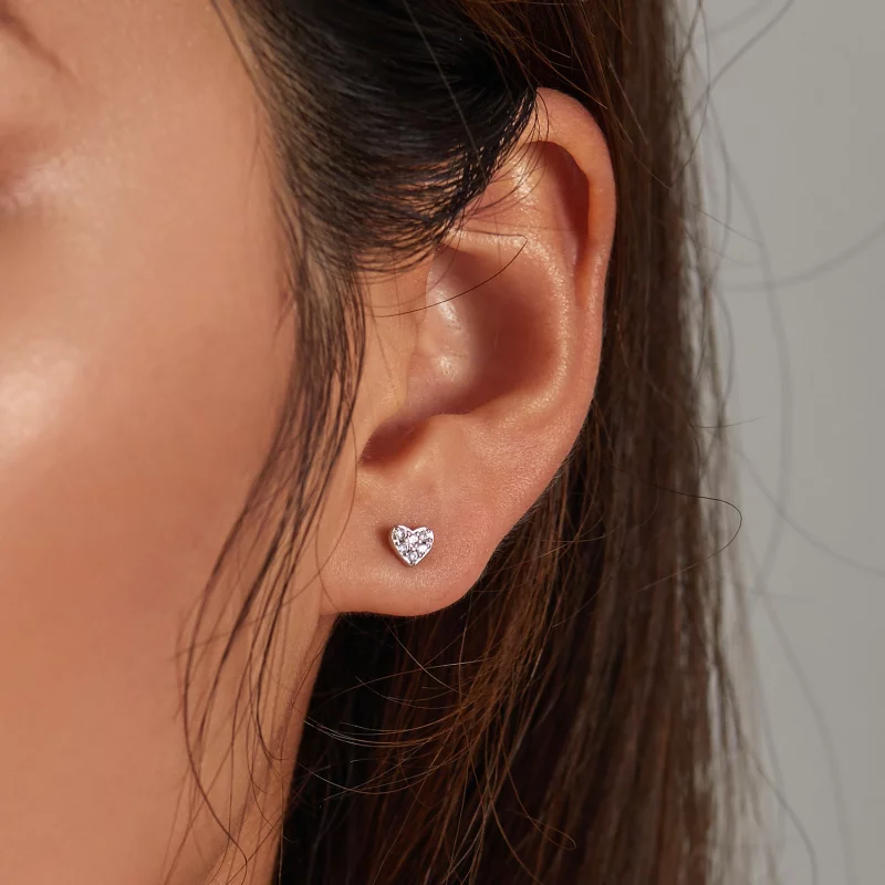 (image pour) Boucles d'oreilles simples à clou de style Pandora - SCE1298 - Afficher 5