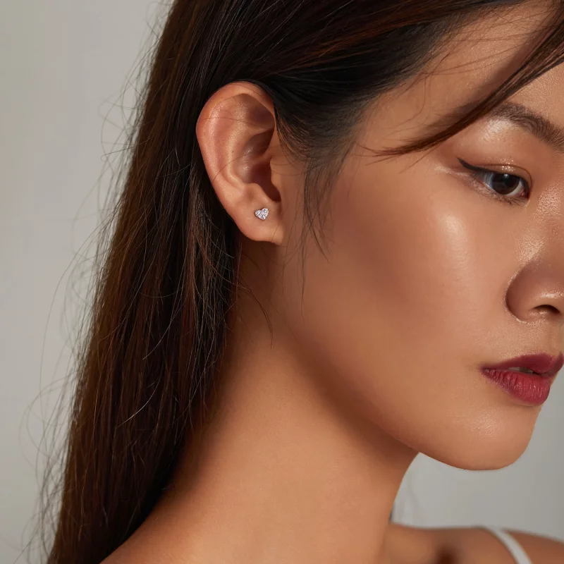 (image pour) Boucles d'oreilles simples à clou de style Pandora - SCE1298 - Afficher 7