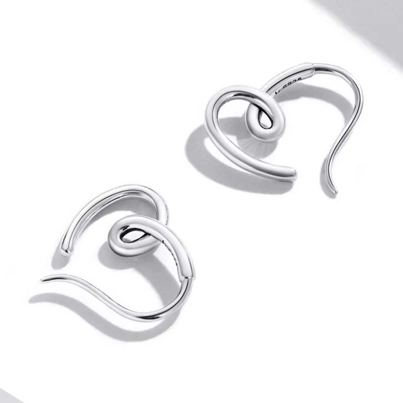 (image pour) Boucles d'oreilles simples en forme de cœur, style Pandora - SCE1333 - Afficher 4