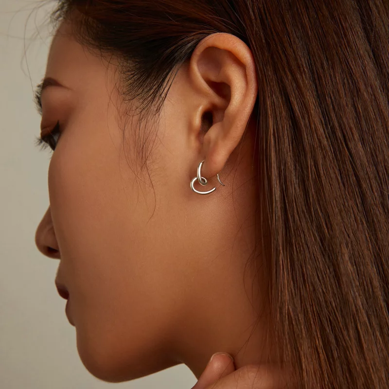 (image pour) Boucles d'oreilles simples en forme de cœur, style Pandora - SCE1333 - Afficher 6